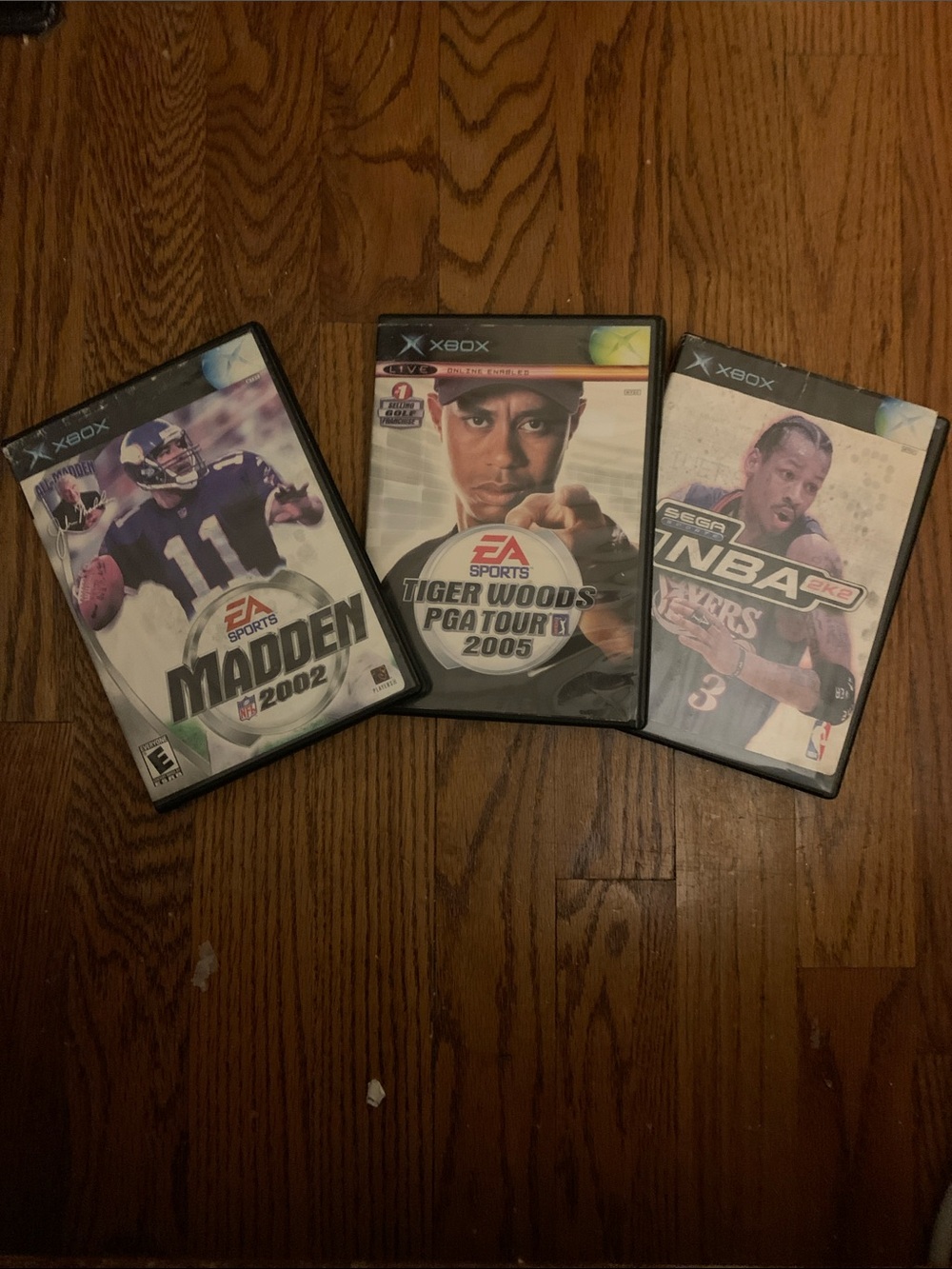 Xbox Game Bundle - Madden 2002, Tiger Woods PGA Tour 2005, NBA 2K2 (Black)